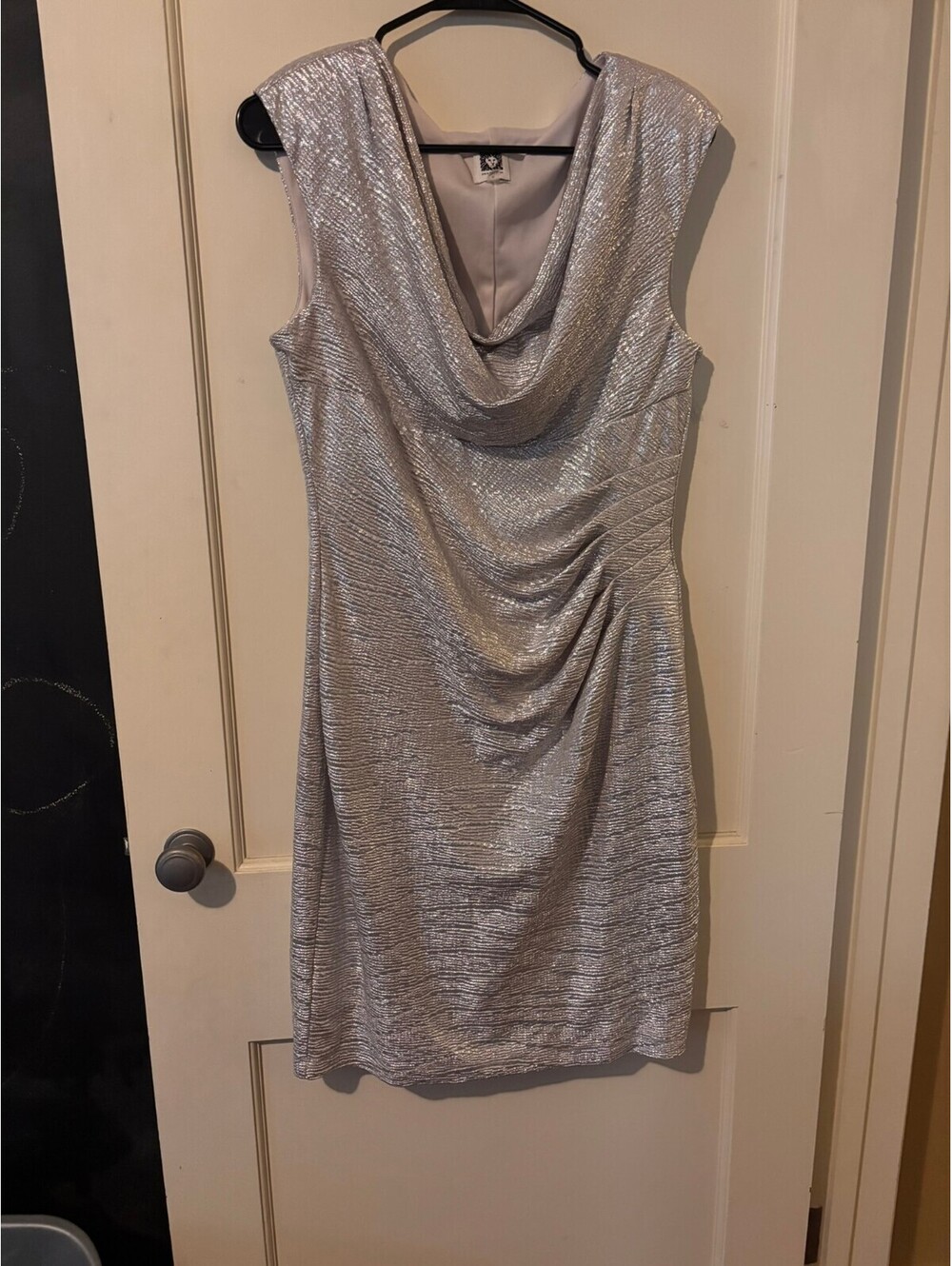 Anne Klein silver sleeveless draped dress Size 6